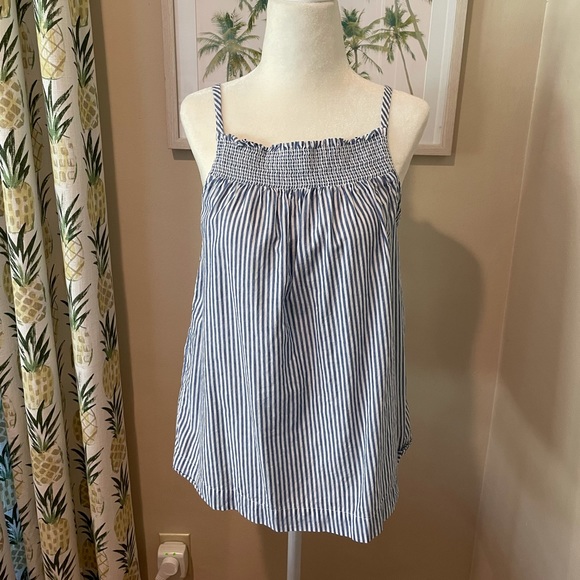 Striped Smocked Tank Top Blue White Old Navy - Picture 4 of 8